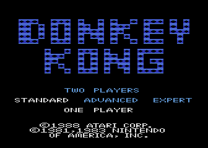 Donkey Kong Atari 7800 Screenshot: Title screen.
