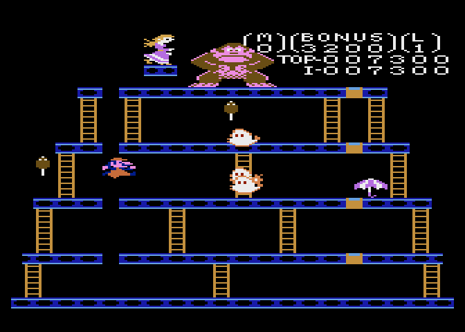 Donkey Kong Atari 7800 Screenshot: Jumping over a gap...