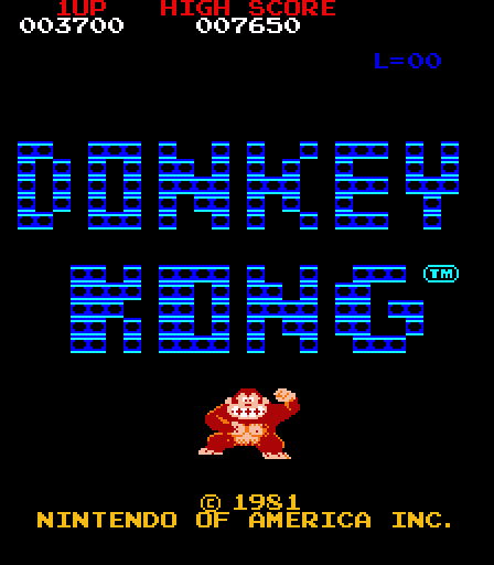Donkey Kong Arcade Screenshot: Title screen (U.S. version)