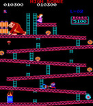 Donkey Kong for Arcade - Use the hammer to smash barrels...
