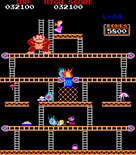 Donkey Kong for Arcade - Smashing opponents with the hammer.
