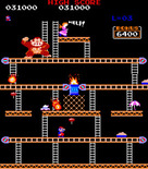 Donkey Kong for Arcade - The conveyer belts on this screen make moving about difficult.