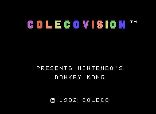 Donkey Kong ColecoVision Screenshot: Title screen.