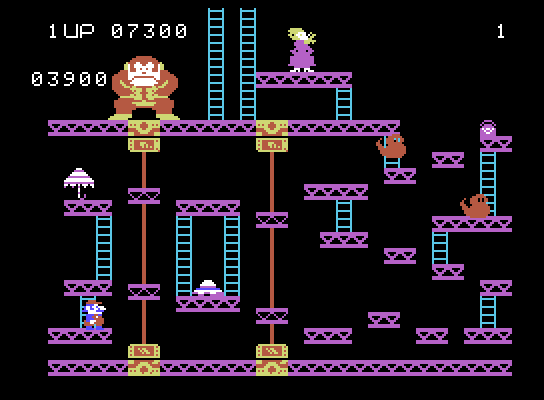 Donkey Kong ColecoVision Screenshot: Start of the third round.