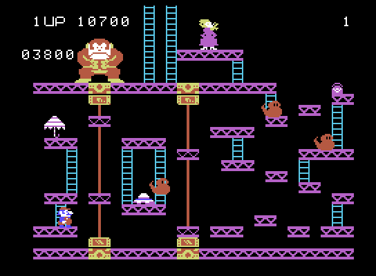 Donkey Kong ColecoVision Screenshot: I once again need to jump across the many, little platforms...