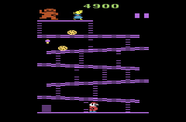 Donkey Kong Atari 2600 Screenshot: The game begins!