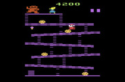 Donkey Kong for Atari 2600 - Jumping over a barrel.
