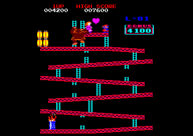 Donkey Kong Amstrad CPC Screenshot: First screen completed...