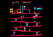 Donkey Kong for Amstrad CPC - Jumped over one barrel, but hit in the head by another!