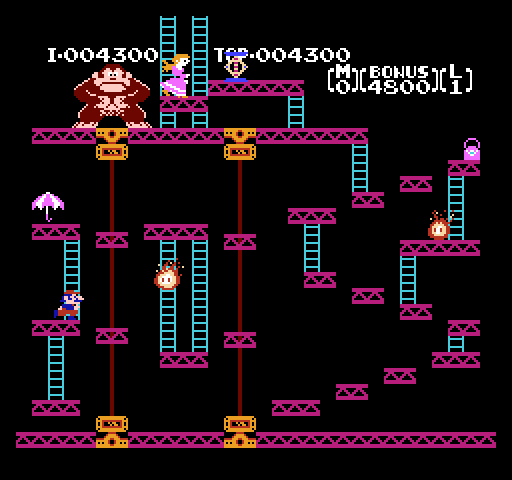 Donkey Kong NES / Famicom Screenshot: Start of the second stage.
