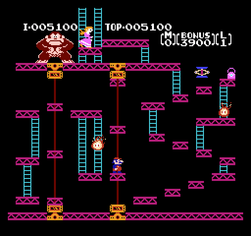 Donkey Kong NES / Famicom Screenshot: Jumping across the platforms...
