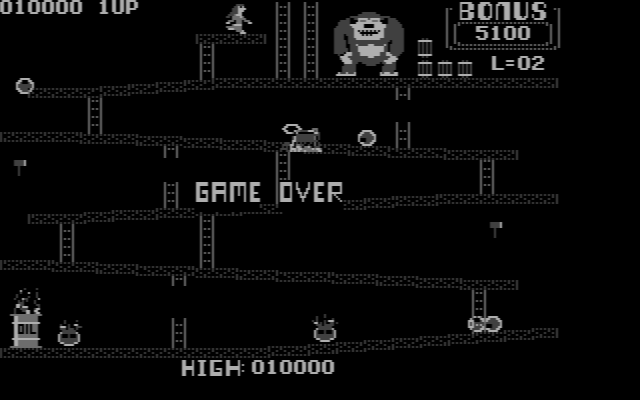 Donkey Kong IBM PC/Compatibles Screenshot: Game over.