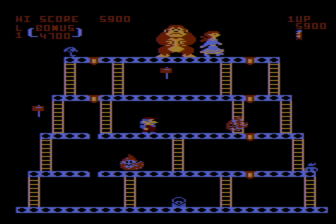 Donkey Kong Atari 8-bit Screenshot: The second stage begins!