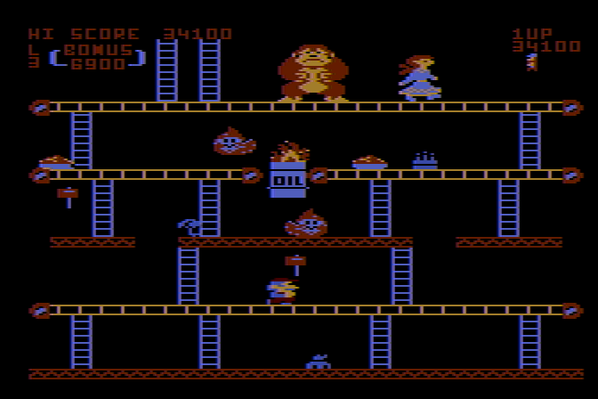 Donkey Kong Atari 8-bit Screenshot: On to the next stage!