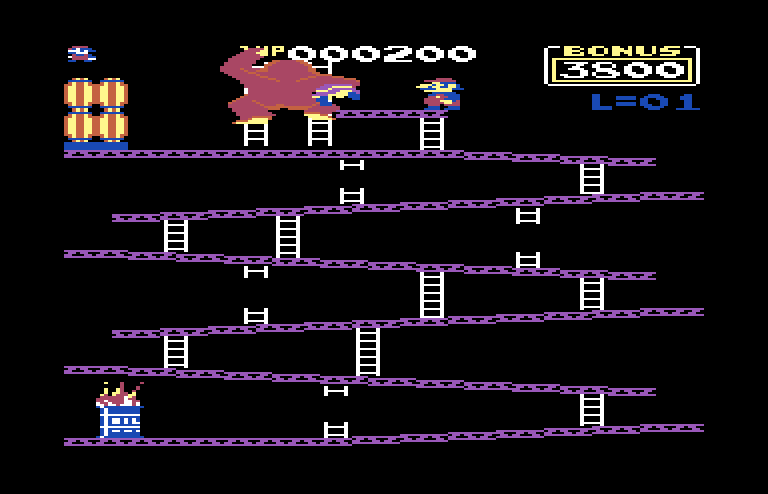 Donkey Kong Commodore 64 Screenshot: First stage completed!