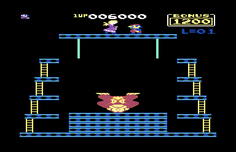Donkey Kong Commodore 64 Screenshot: Second stage completed!