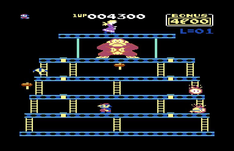 Donkey Kong Commodore 64 Screenshot: On to the second stage...