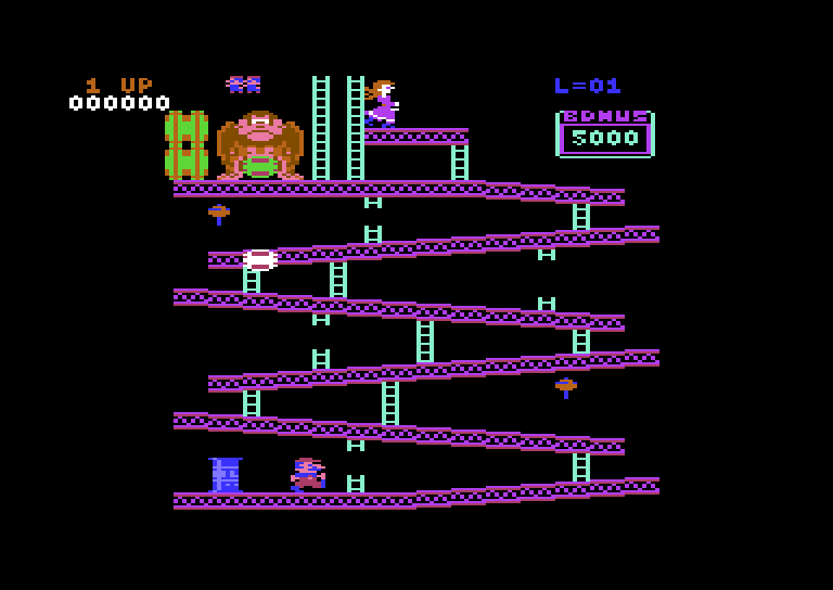 Donkey Kong Commodore 64 Screenshot: Game start.
