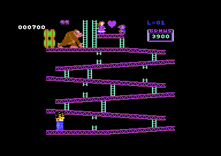 Donkey Kong Commodore 64 Screenshot: First stage completed!