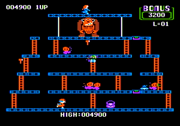 Donkey Kong Apple II Screenshot: Almost completed this round!