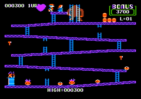 Donkey Kong Apple II Screenshot: Round one completed!