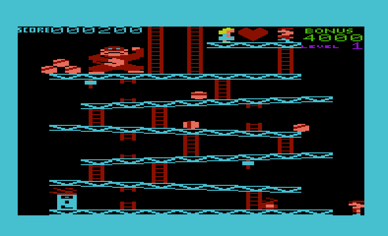 Donkey Kong Commodore VIC-20 Screenshot: Made it to the top!
