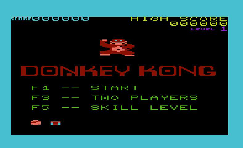 Donkey Kong Commodore VIC-20 Screenshot: Game options.