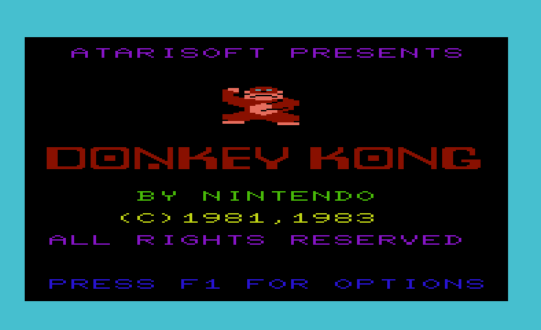 Donkey Kong Commodore VIC-20 Screenshot: Title screen.
