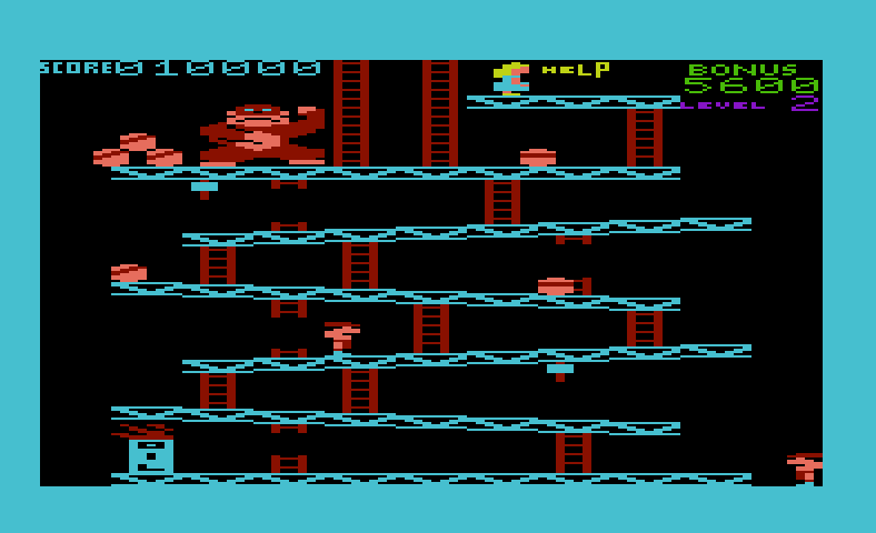 Donkey Kong Commodore VIC-20 Screenshot: Level 2 start...