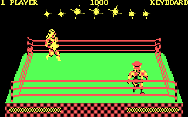 Bop'N Wrestle IBM PC/Compatibles Screenshot: A fight begins.