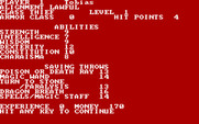 Dungeon Quest for IBM PC/Compatibles - Character overview.
