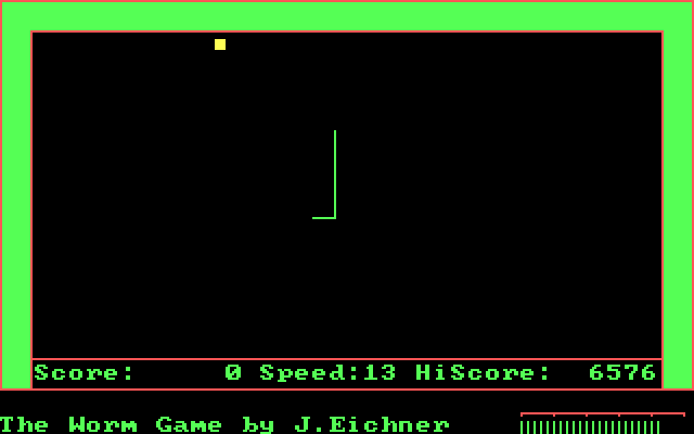Worm Game, The IBM PC/Compatibles Screenshot: Game start.