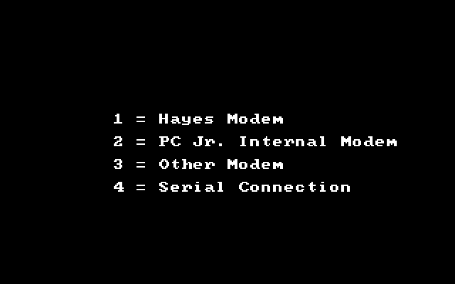 American Challenge: A Sailing Simulation, The IBM PC/Compatibles Screenshot: Options for a two computer setup.