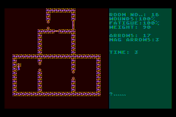 Dunjonquest: Morloc's Tower Atari 8-bit Screenshot: Nothing down here, time to continue exploring...