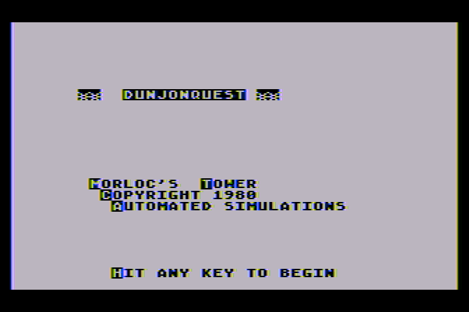 Dunjonquest: Morloc's Tower Atari 8-bit Screenshot: Title screen.