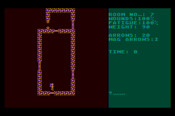 Dunjonquest: Morloc's Tower Atari 8-bit Screenshot: Game start.
