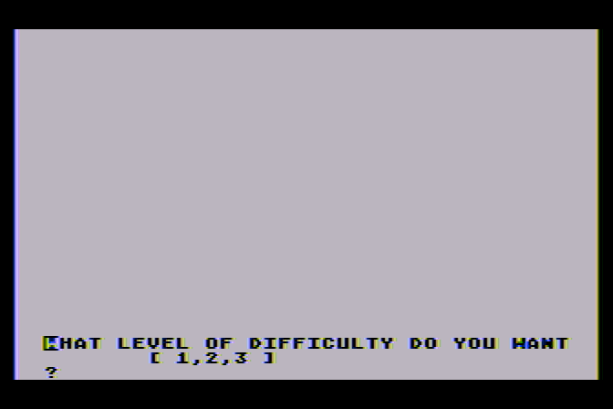 Dunjonquest: Morloc's Tower Atari 8-bit Screenshot: Select a level of difficulty.