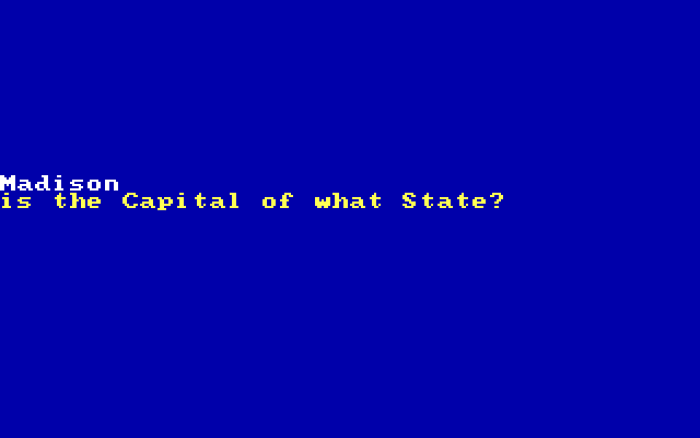 U.S. States and Capitals IBM PC/Compatibles Screenshot: What's the capital...?