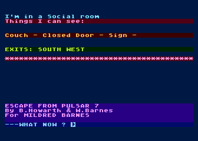 Escape from Pulsar 7 Atari 8-bit Screenshot: Game start.