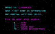 Space Miner for IBM PC/Compatibles - The main menu.