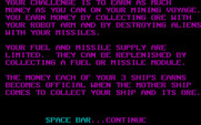 Space Miner for IBM PC/Compatibles - Game instructions.