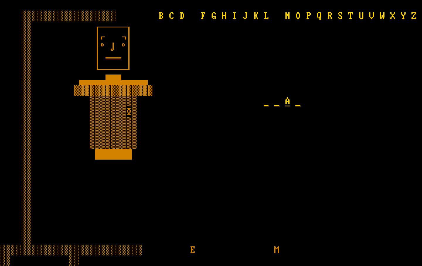 Hangman IBM PC/Compatibles Screenshot: Guessing some letters...