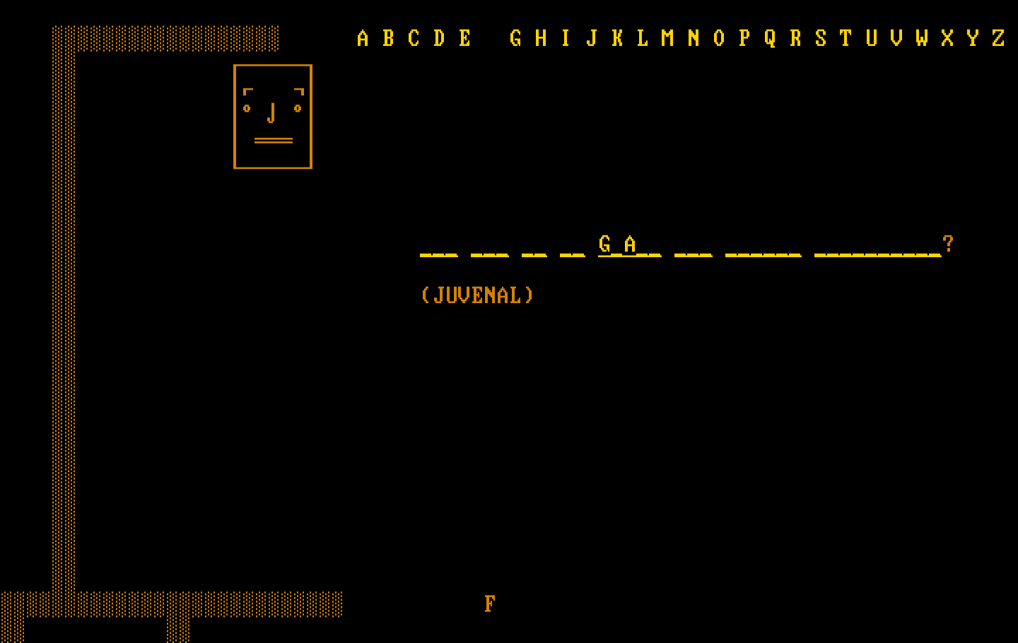 Hangman IBM PC/Compatibles Screenshot: Trying to fill in the phrase...