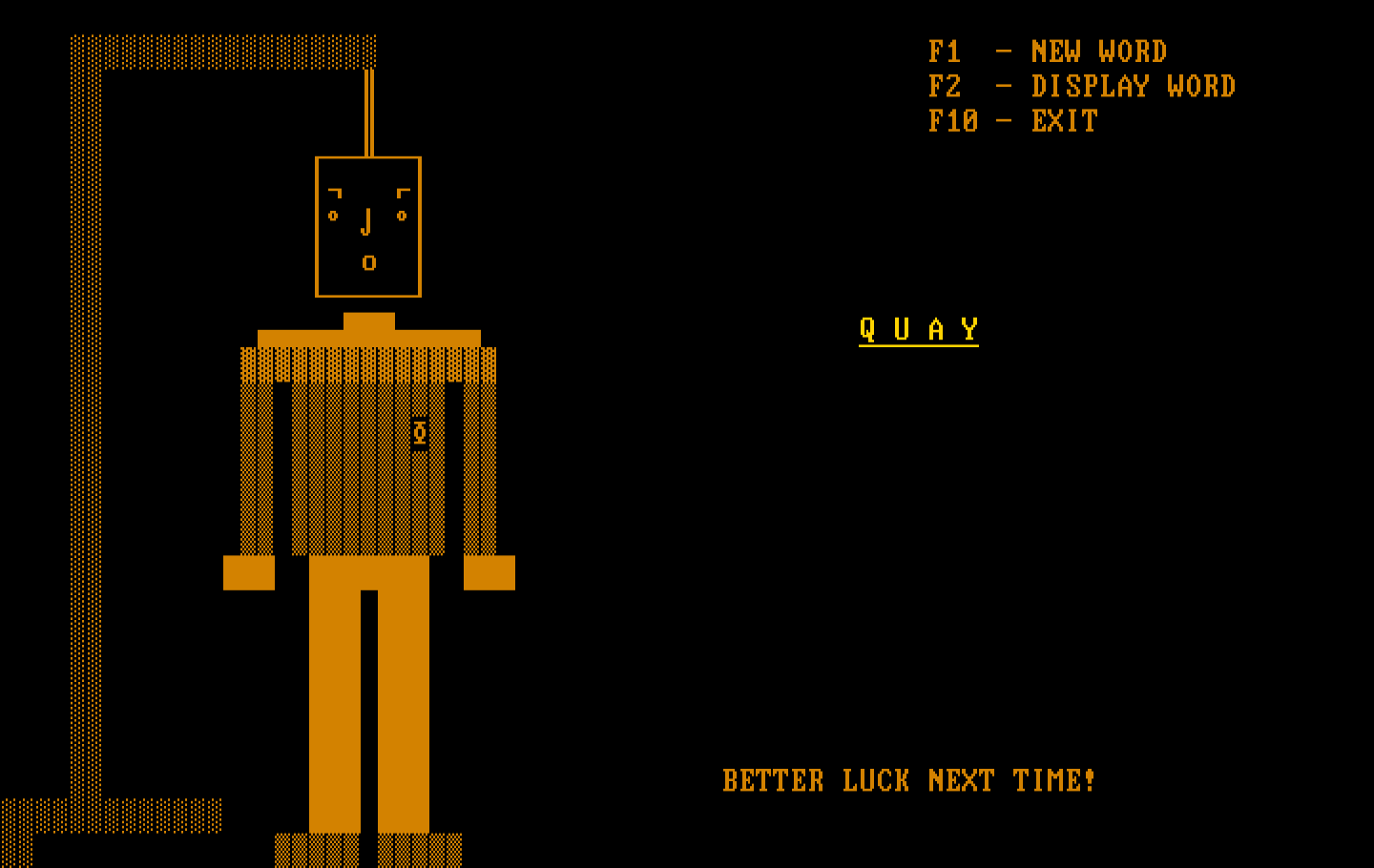 Hangman IBM PC/Compatibles Screenshot: Oops, I didn't guess the word...