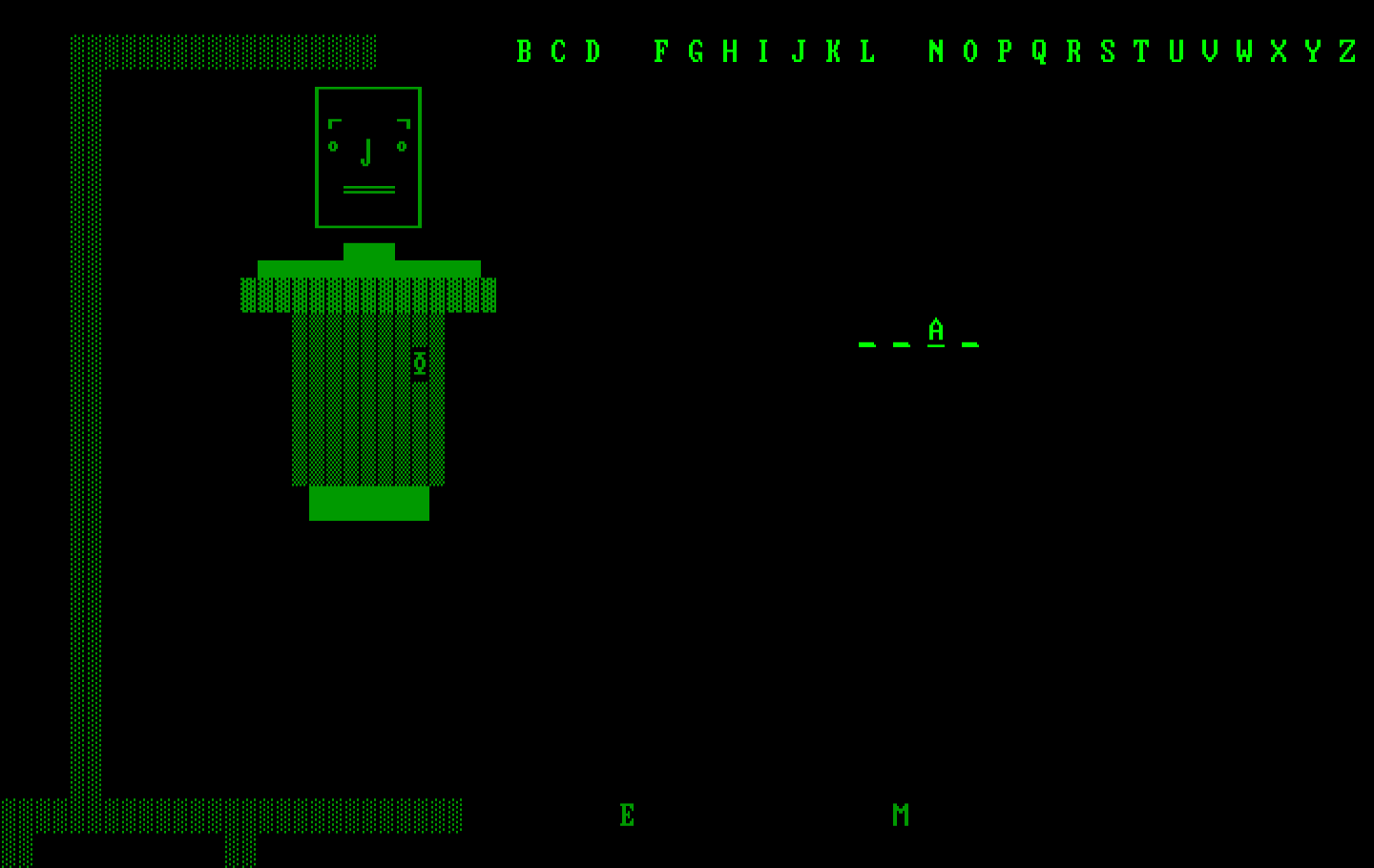 Hangman IBM PC/Compatibles Screenshot: Guessing some letters...