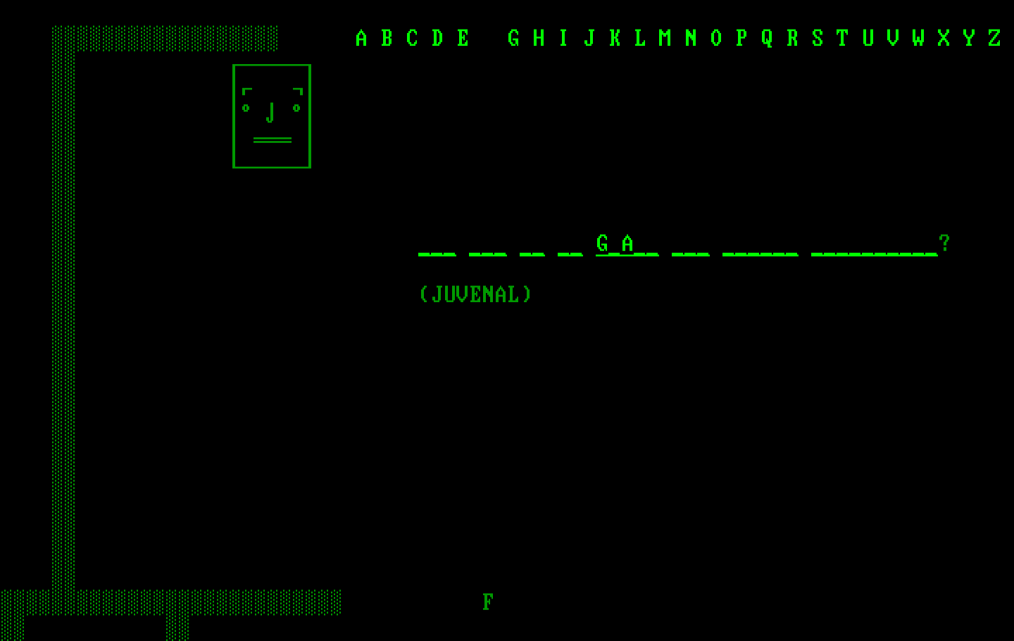 Hangman IBM PC/Compatibles Screenshot: Trying to fill in the phrase...