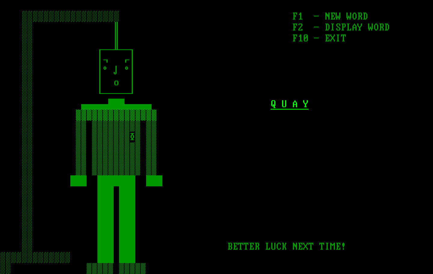 Hangman IBM PC/Compatibles Screenshot: Oops, I didn't guess the word...