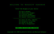 Hangman for IBM PC/Compatibles - The main menu.