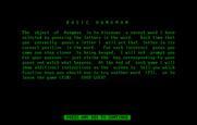Hangman for IBM PC/Compatibles - The Basic Hangman instructions.