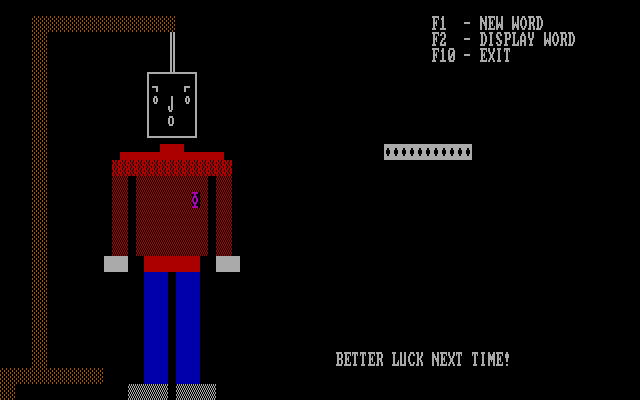 Hangman IBM PC/Compatibles Screenshot: Do you want to try again?
